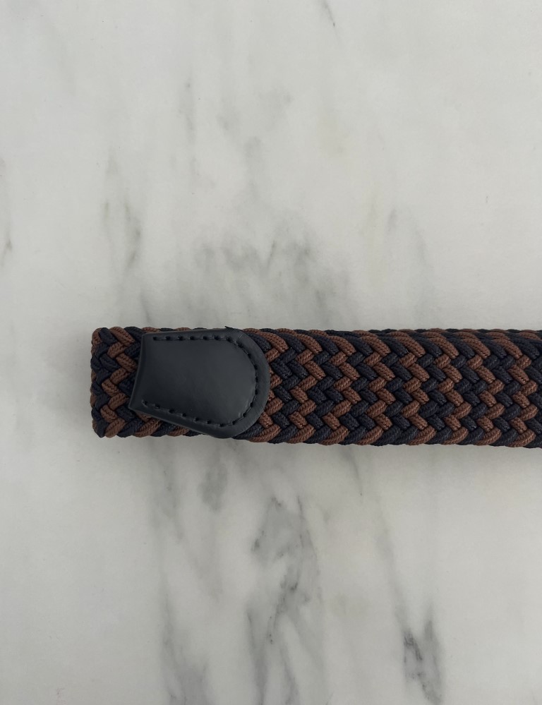 Ανδρική καφέ μπλε ελαστική πλεκτή ζώνη 250422K φωτογραφία